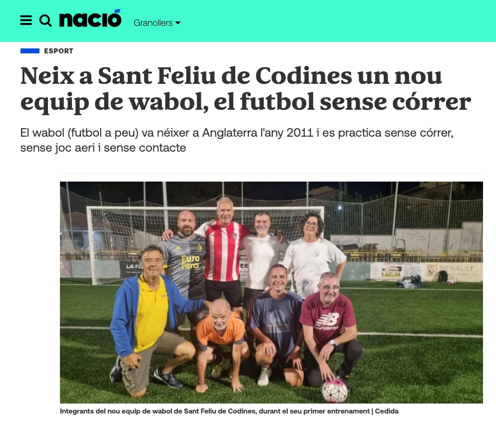 Neix a Sant Feliu de Codines un nou equip de wabol, el futbol sense córrer